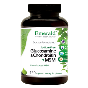 A jar of Emerald Glucosamine & Chondroitin + MSM