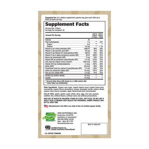 Yummi Bears Organic Complete Multi - Hero Nutritionals - 90 gummies supplement facts
