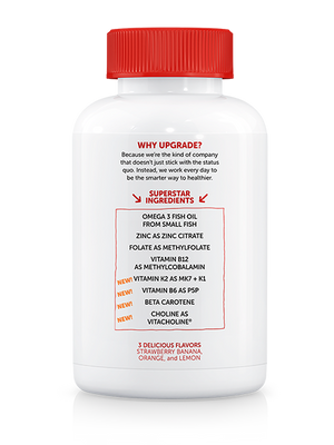Back of bottle with additional info for Smartypants Kids Formula Multivitamin + Omega 3