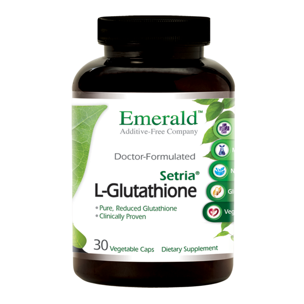 A bottle of Emerald L-Glutathione (Setria®) 250 mg