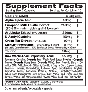 Supplement Facts for Emerald Liver Health