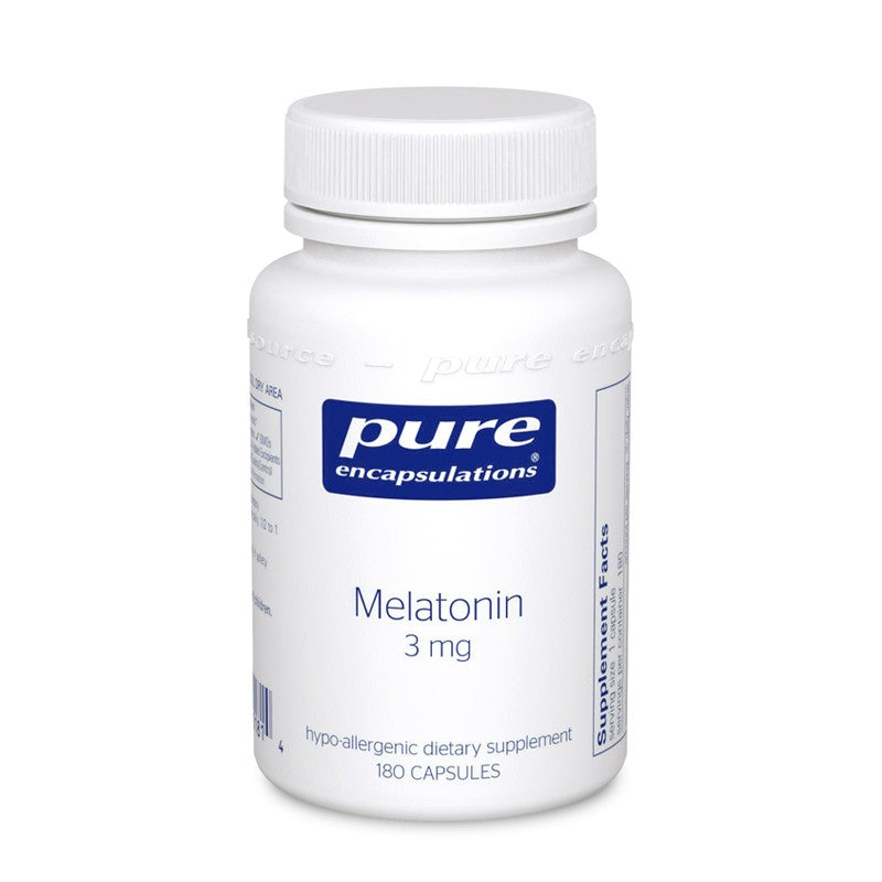 A bottle of Pure Melatonin 3 Mg