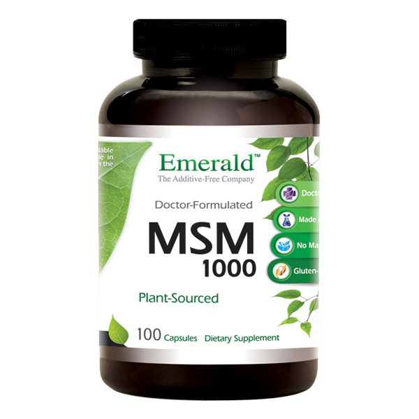 A bottle of Emerald MSM 1000 mg