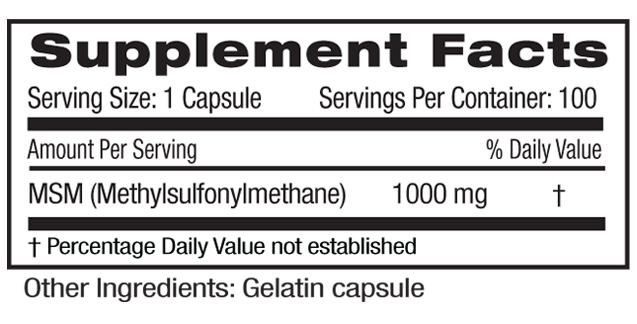A bottle of Emerald MSM 1000 mg