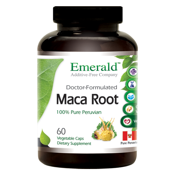 A jar of Emerald Maca Root