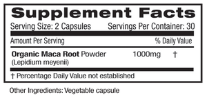Supplement Facts for Emerald Maca Root