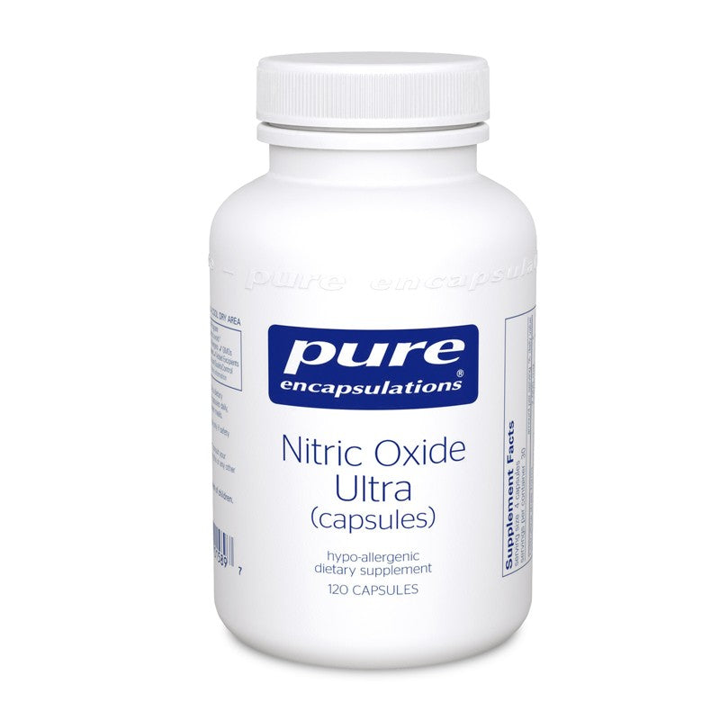 A bottle of Pure Nitric Oxide Ultra (capsules)