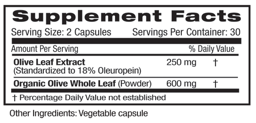 A bottle of Emerald Olive Leaf Extract