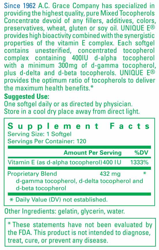 UNIQUE E® Mixed Tocopherols Concentrate A.C. Grace