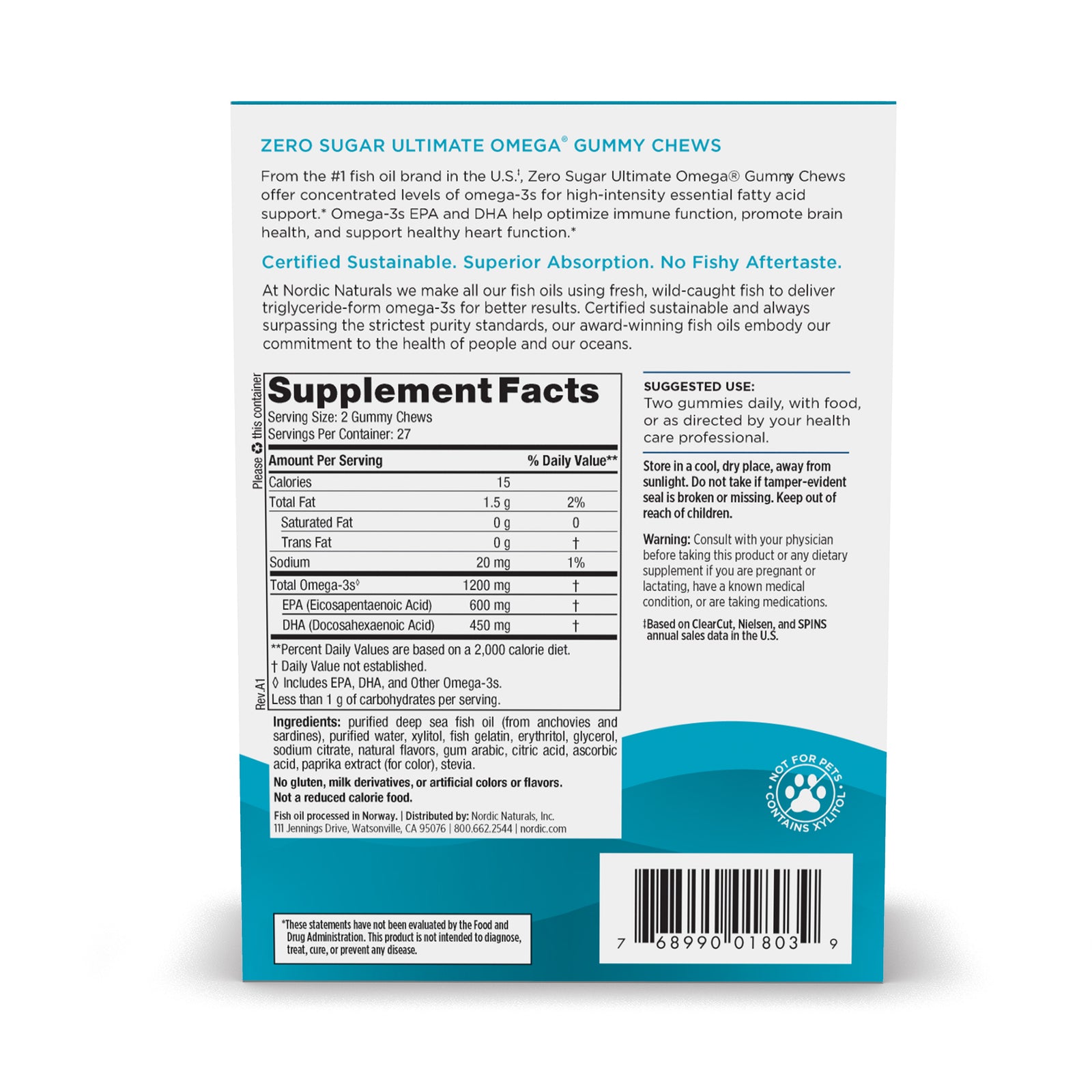 Nordic Naturals Ultimate Omega Gummy Chews 54 gummy chews tropical