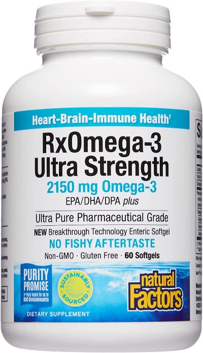 RxOmega-3 Ultra Strength - Natural Factors 60 enteric coated softgels