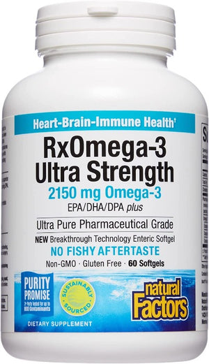 RxOmega-3 Ultra Strength - Natural Factors 60 enteric coated softgels