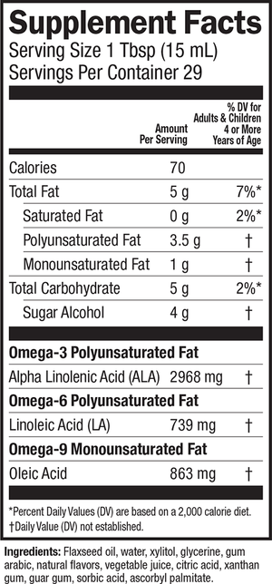 Supplement Facts for Barleans Seriously Delicious™ Omega-3 Flax Strawberry Banana Smoothie