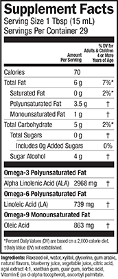 Supplement Facts for Barleans Seriously Delicious™ Omega-3 Flax Blackberry Smoothie