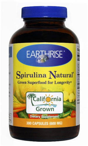 A bottle of Earth Rise Spirulina Natural 600mg