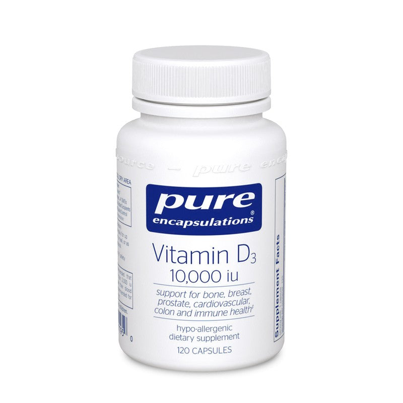 A bottle of Pure Vitamin D3 250 mcg (10,000 IU)