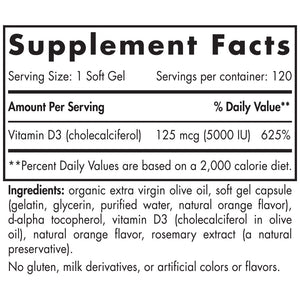Vitamin D3 5000iu - 120 softgels - Nordic Naturals