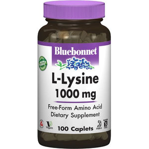 A bottle of Bluebonnet L-Lysine 1000 mg