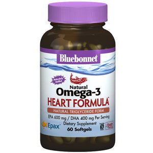 A bottle of Bluebonnet Omega-3 Heart Formula