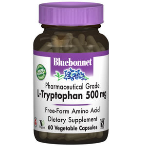 A bottle of Bluebonnet L-Tryptophan 500 mg