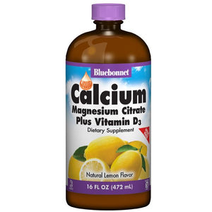 A bottle of Bluebonnet Liquid Calcium Magnesium Citrate Plus Vitamin D3 - Lemon