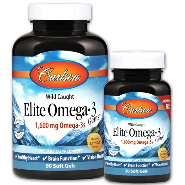 Two sized bottles for Carlson Elite Omega-3 Gems®