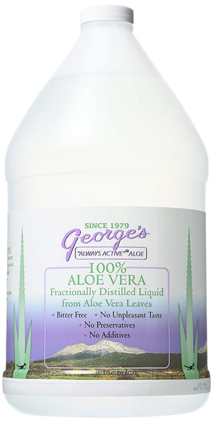 A large jug of George's Aloe Vera Aloe Liquid