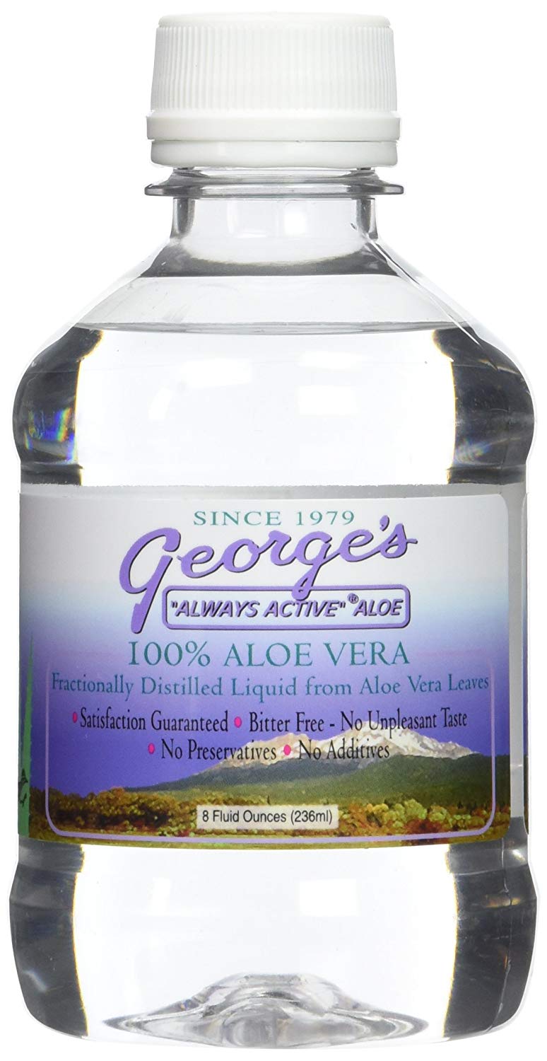 A small bottle of George's Aloe Vera Aloe Liquid