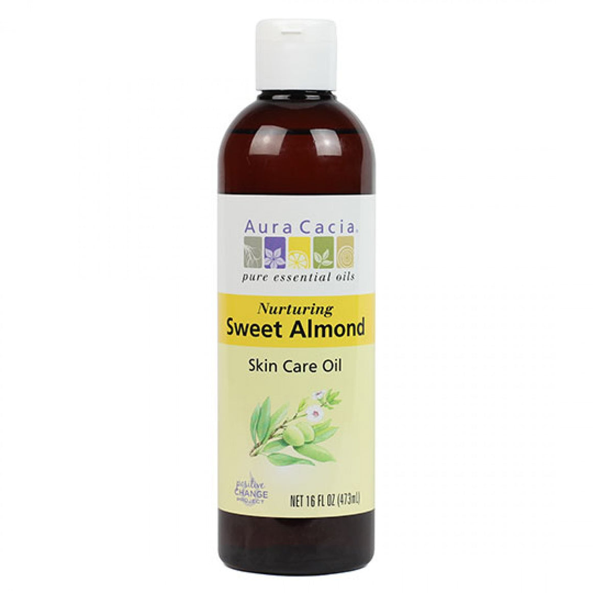 A bottle of Aura Cacia Sweet Almond Skin Care Oil 16 fl oz