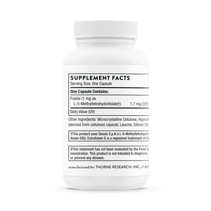 Supplemental Facts for 5-MTHF 1 mg Thorne