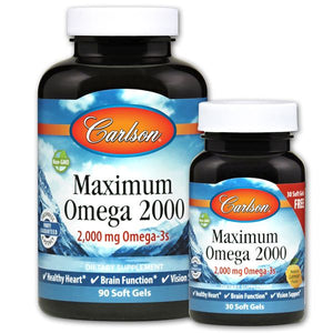 Two jars of Carlson Maximum Omega 2000