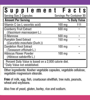 Supplement Facts for Bluebonnet Targeted Choice® Urinary Tract Support