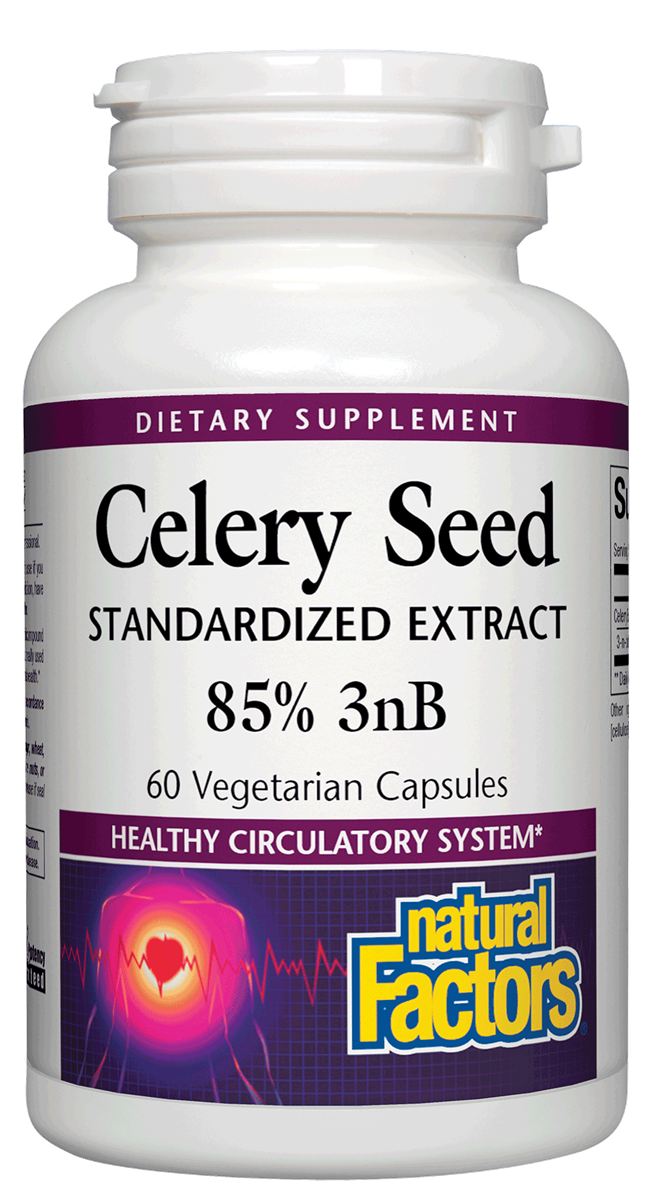 A bottle of Natural Factors Celery Seed Extract