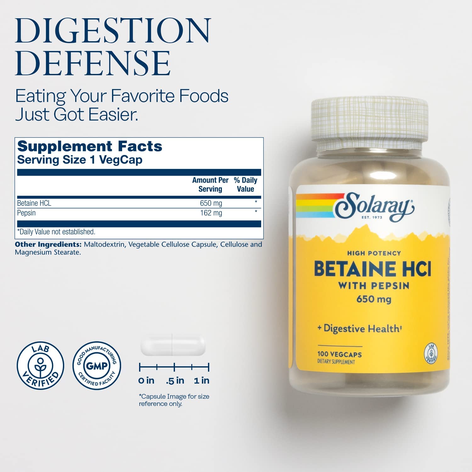 HCL with Pepsin 650 mg - Solaray