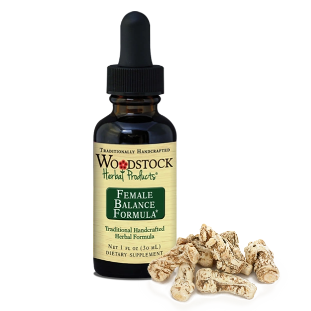 A bottle of Woodstock Herbal Products Female Balance Formula