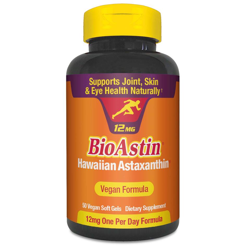 A bottle of Nutrex Hawaii BioAstin Vegan Astaxanthin 12mg