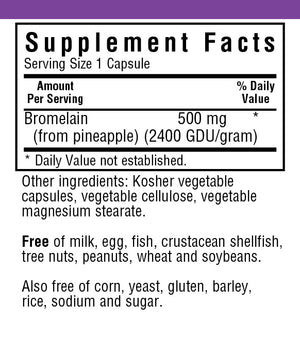 Supplement Facts for Bluebonnet Super Bromelain 500 Mg