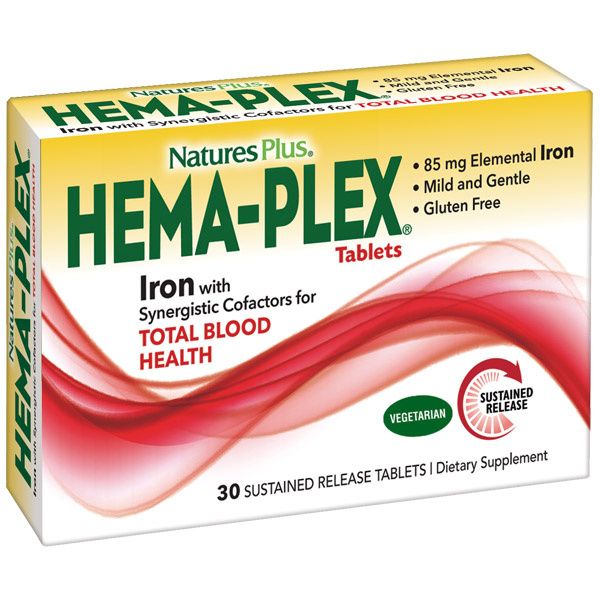 A package of Nature's Plus Hema-Plex® Sustained Release Tablets