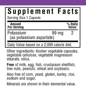 Supplement Facts for Bluebonnet Potassium 99 MG