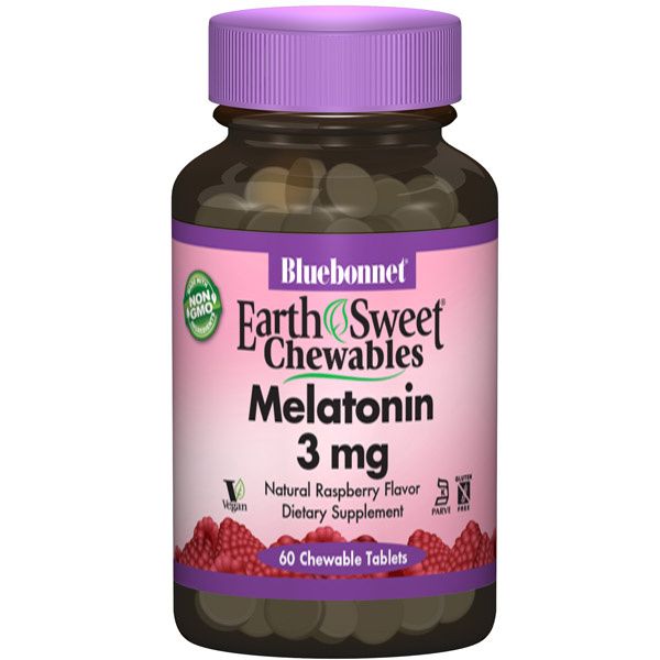 A bottle of Bluebonnet EarthSweet® Chewables Melatonin 3mg