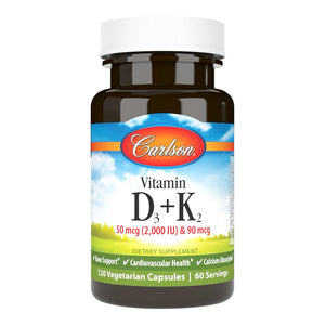 Vitamin D3 + K2 - Carlson Labs - 120 capsules