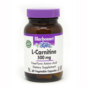 A bottle of Bluebonnet L-Carnitine 500 Mg