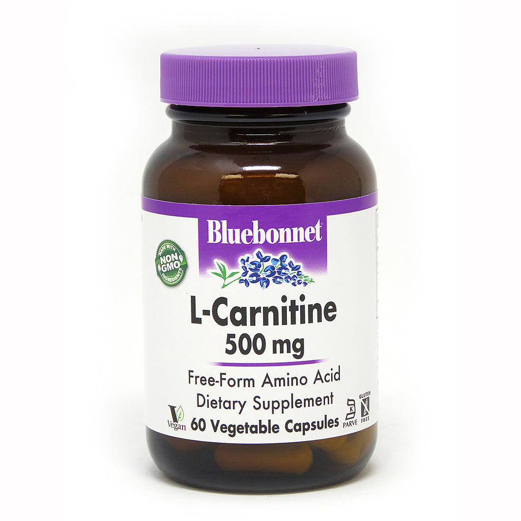 A bottle of Bluebonnet L-Carnitine 500 Mg