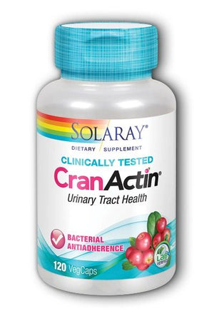 A bottle of Solaray CranActin Urinary Tract Health
