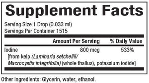 Supplement Facts for Natural Factors Liquid Kelp 800 mcg Iodine