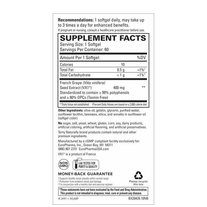 Clinical OPC® Extra Strength 400 mg - Terry Naturally - 60 softgels