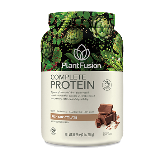 A jar of Plant Fusion Protein Chocolate 2 lb