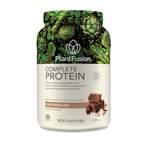 A jar of Plant Fusion Protein Chocolate 2 lb