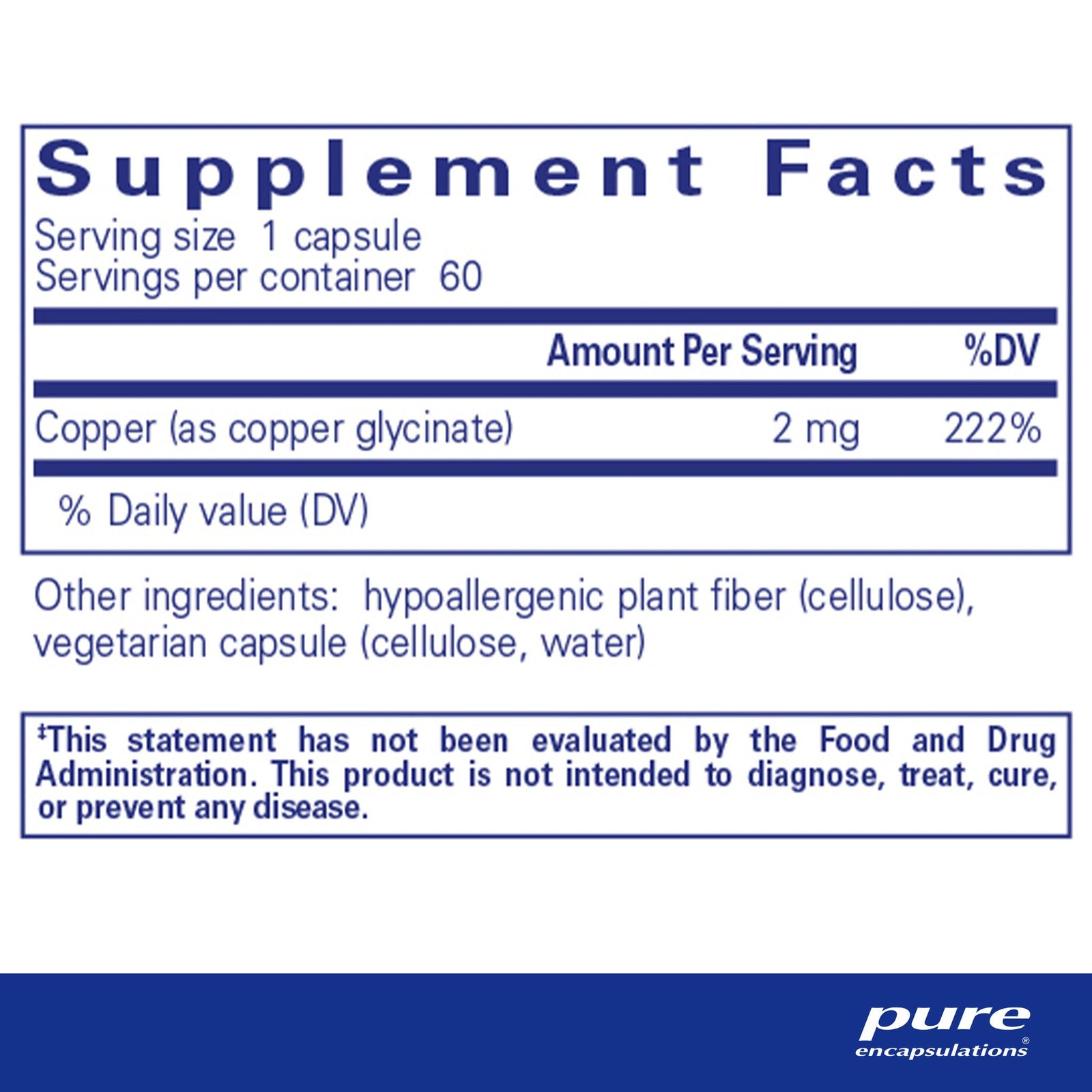 Copper (glycinate) - Pure Encapsulations - 60 capsules