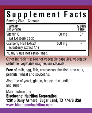 Supplement Facts for Bluebonnet Super Fruit Cranberry Fruit Extract